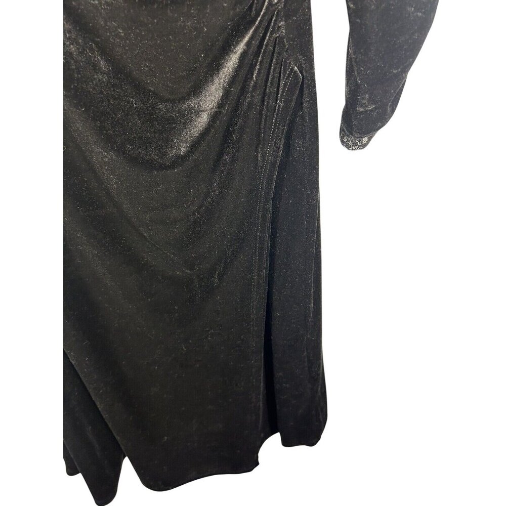 Vintage goth dress 90’s Black Velvet Romantic Goth With Touches Of Lace Women L - Picture 4 of 11